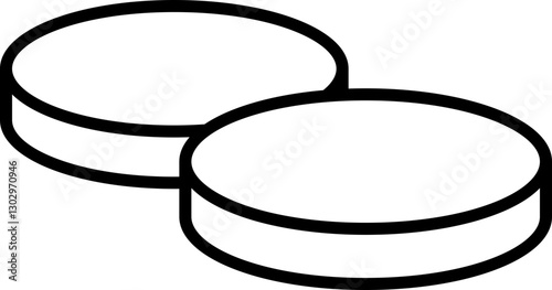 Two simple circular disks line icon