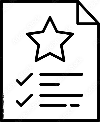 Document with checklist and star symbol line icon