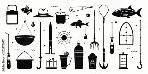Set of different painting tools icons. Simple images isolated on white background. Vector illustration.