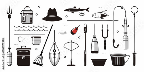 Set of different painting tools icons. Simple images isolated on white background. Vector illustration.