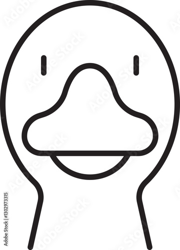 Duck face illustration in simple lines line icon