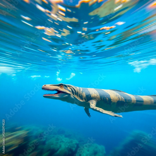small mosaur in the sea