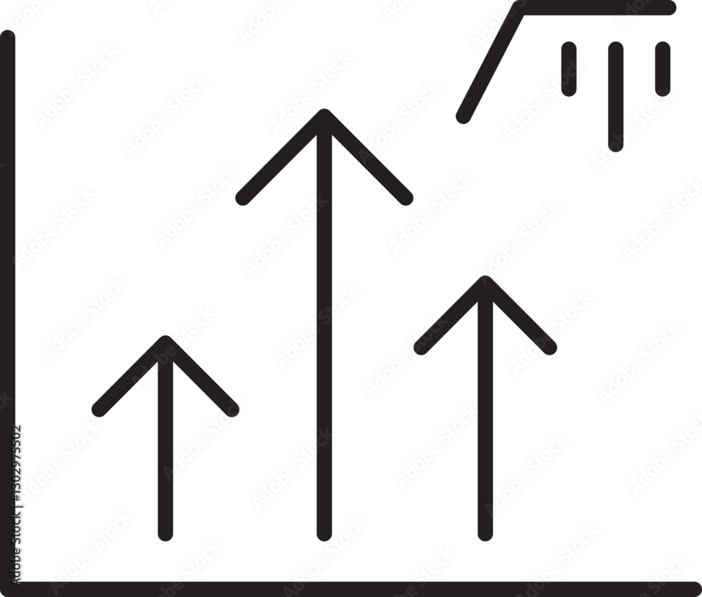 Growth chart with upward arrows line icon Growth chart with upward arrows line icon