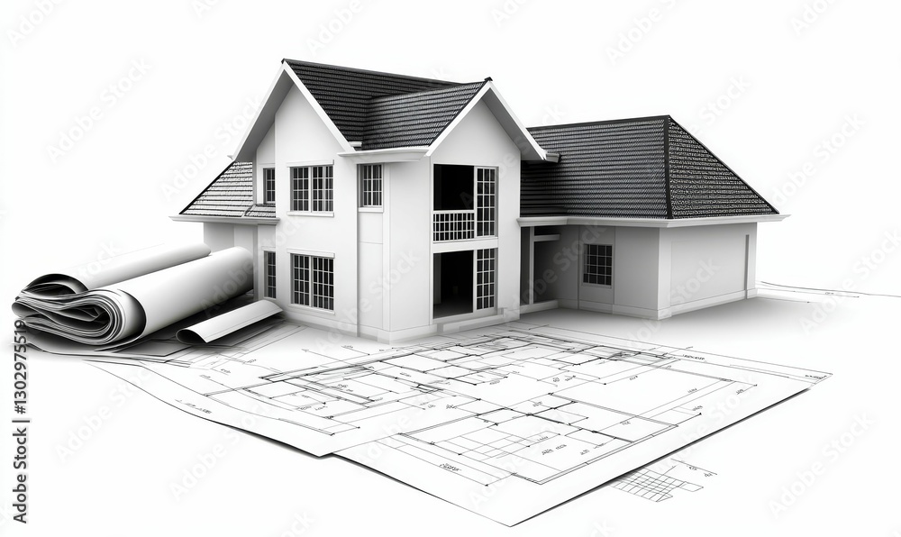 House blueprint with modern architectural design concepts. House blueprint with modern architectural design concepts.