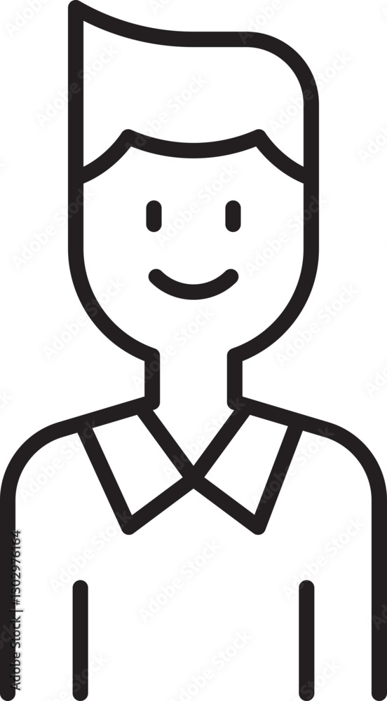 Smiling person in a simple style line icon