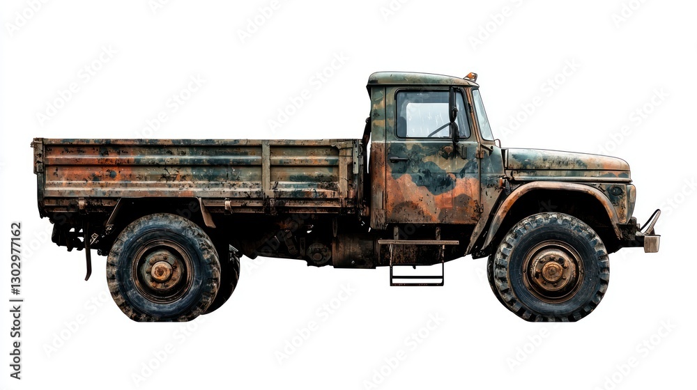 Obraz premium Military Truck with High Clearance on White Background