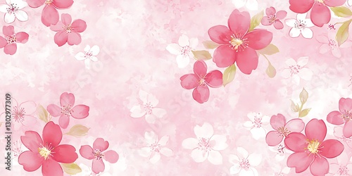 Watercolor Cherry Blossom Background with soft pastel pink undertones photo