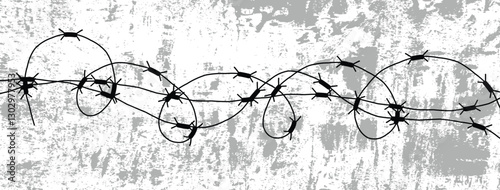 Barbed Wire Grunge Texture. Industrial graphic design resources and elements concept vector art