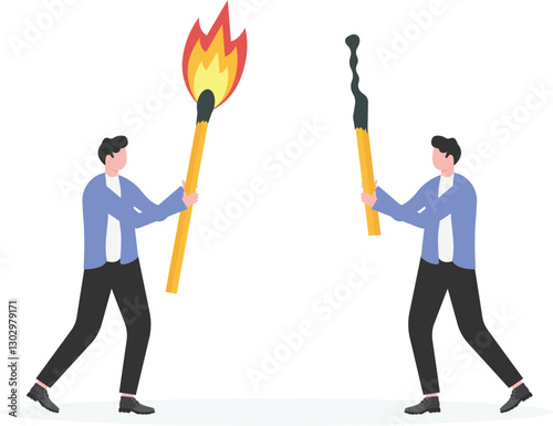 Holding an extinguished match in your hand versus a burning match, kindling versus hope,

