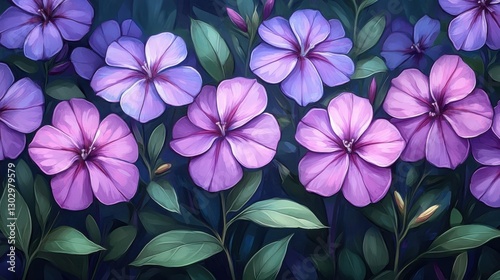 phlox flower isolated,cartoon illustration
