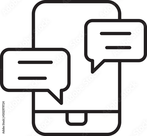 Mobile phone with chat bubbles illustration line icon
