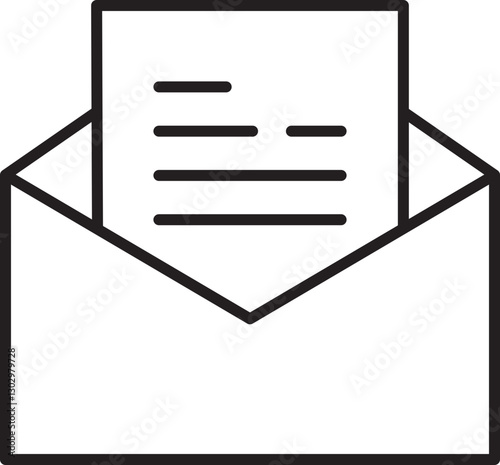 Envelope with a letter inside line icon