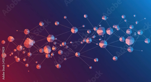 Abstract Network Connection Polygonal Nodes Lines Digital Technology Global Network Data