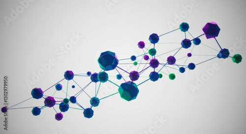 Abstract Network Connection Polygonal Nodes and Lines Digital Technology Background