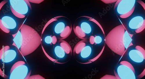 Abstract Pink and Cyan Neon Lights Geometric Pattern Background
