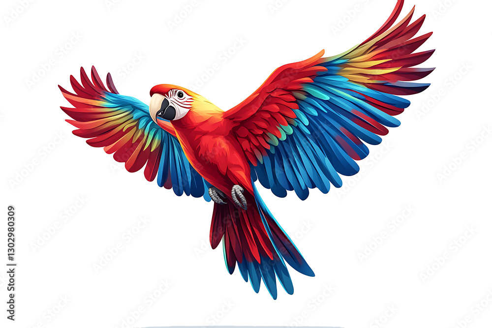 Obraz premium full body scarlet macaw with red body on transparency background PNG