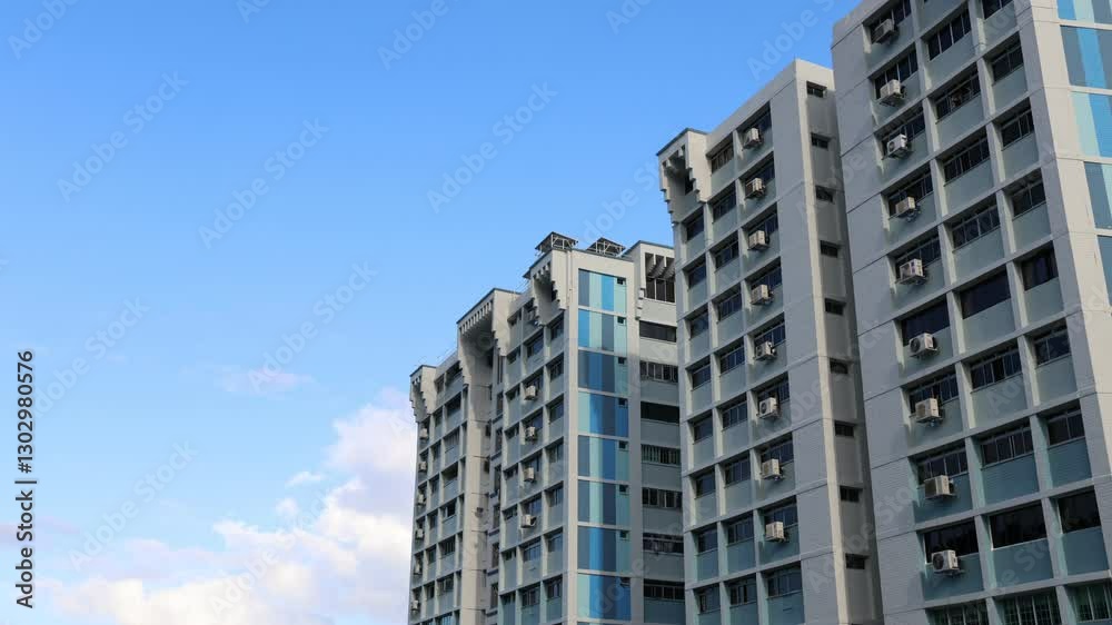 Public housing, HDB, in Singapore against blue sky Public housing, HDB, in Singapore against blue sky