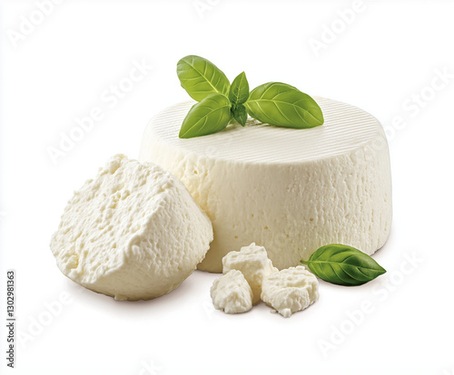 500 gr italian ricotta fresh wet and white. style png white backgorund  photo