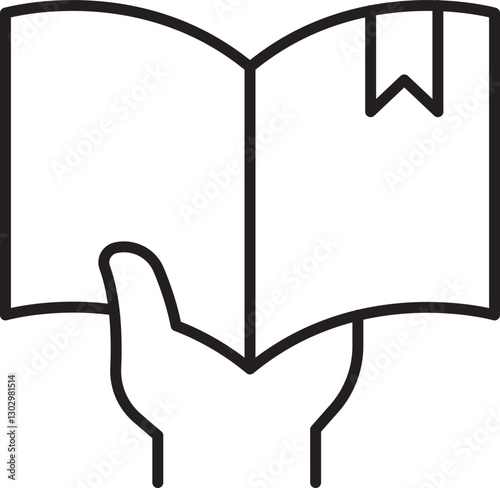 Hand holding an open book icon line icon
