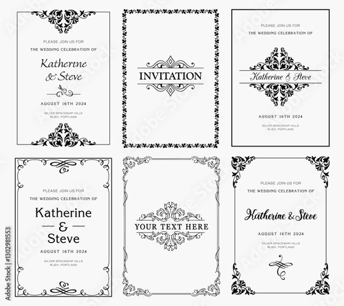 Frame for invitation in modern vintage style. Frame template for cards, posters, banners