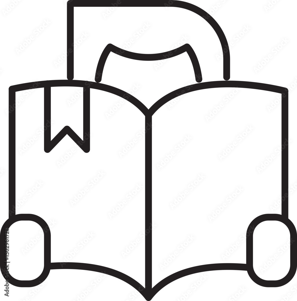 Open book with a person reading line icon