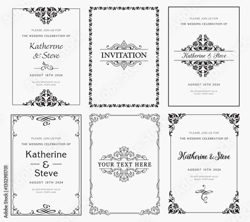 Frame for invitation in modern vintage style. Frame template for cards, posters, banners