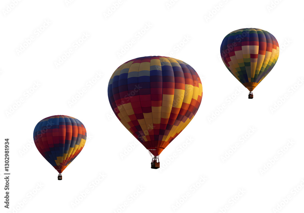 Fototapeta premium Colorful Hot Air Balloons Floating in the Sky During a Clear Day with Vibrant Patterns and Designs