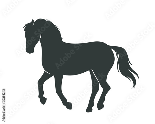 Horse silhouette. Black icon of wild racehorse running or galloping in competition. Dark sticker with fast stallion. Flat vector illustration isolated on white background