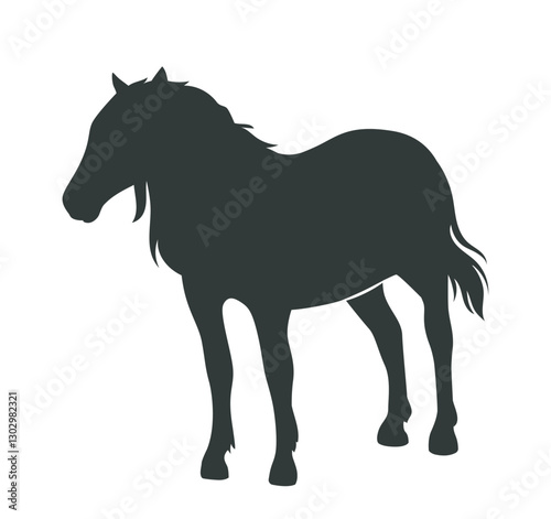 Horse silhouette. Black or dark icon with fast noble stallion. Wild Racehorse. Side view of animal or mammal. Flat vector illustration isolated on white background