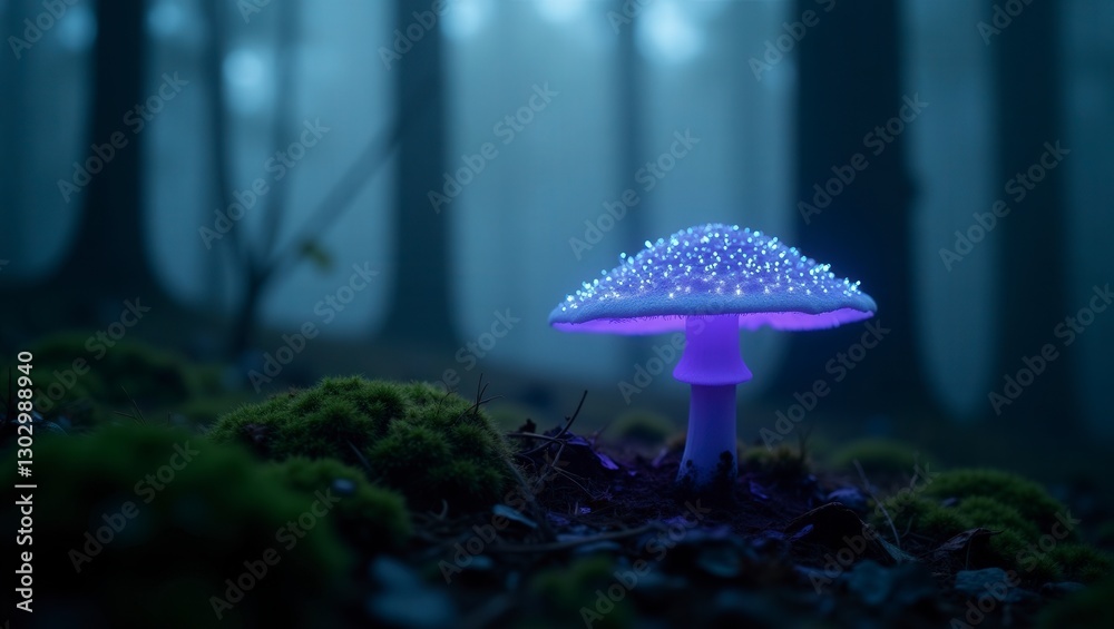 Fototapeta premium Glowing Mushroom in Forest