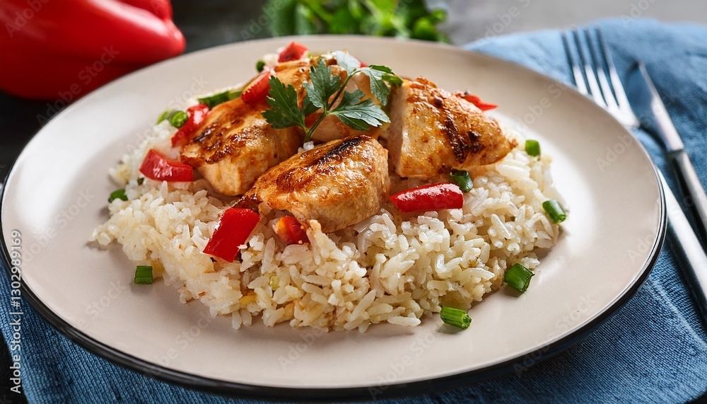 seasoned rice topped with perfectly grilled chicken pieces. The rice bursts with flavor, com (7) seasoned rice topped with perfectly grilled chicken pieces. The rice bursts with flavor, com (7)