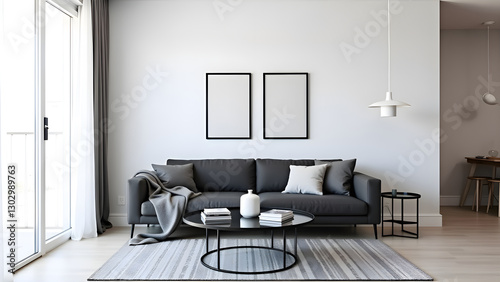 Framed Artwork Mockup in a Stylish Living Room – Interior Wall Design Concept