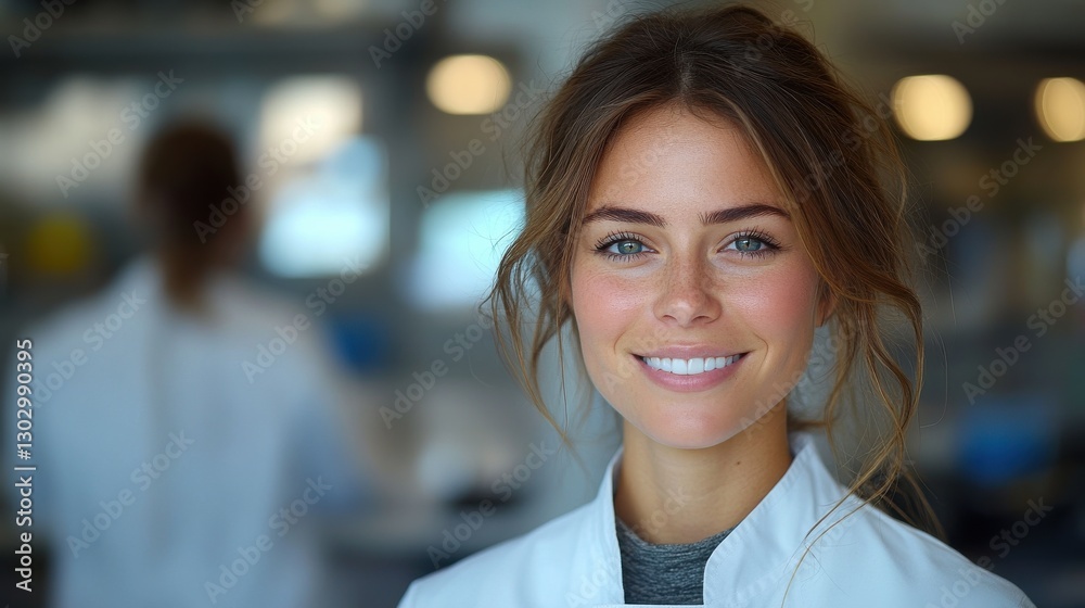 Naklejka premium portrait of a smiling female dentist in modern dental office environment
