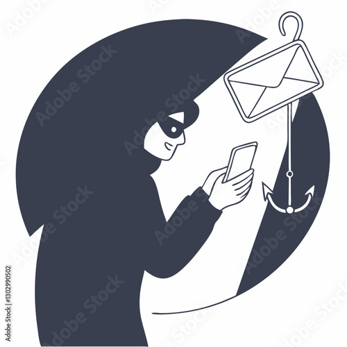 email hack and scam malware spreading virus on message alert virtual on mobile phone