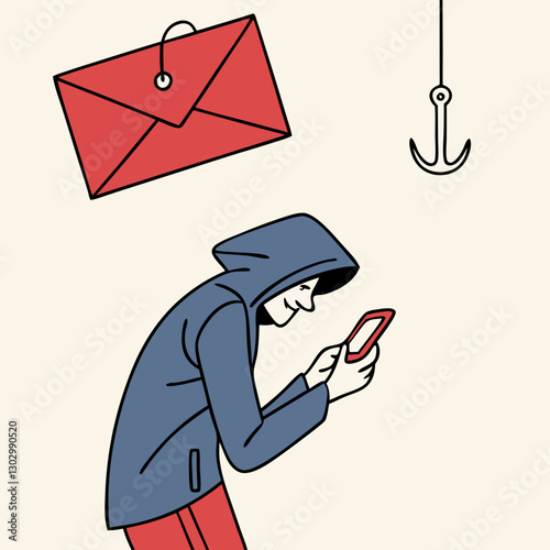 email hack and scam malware spreading virus on message alert virtual on mobile phone