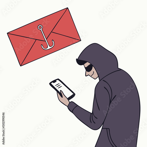 email hack and scam malware spreading virus on message alert virtual on mobile phone