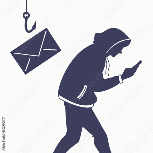 email hack and scam malware spreading virus on message alert virtual on mobile phone