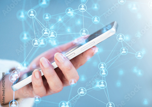 mano, telefono, persone, network. comunicazione, utenti, gruppo photo