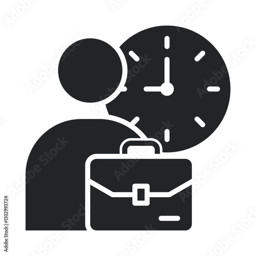 Office Hours Icon Glyph Style. Vector Illustration For Graphic Design
