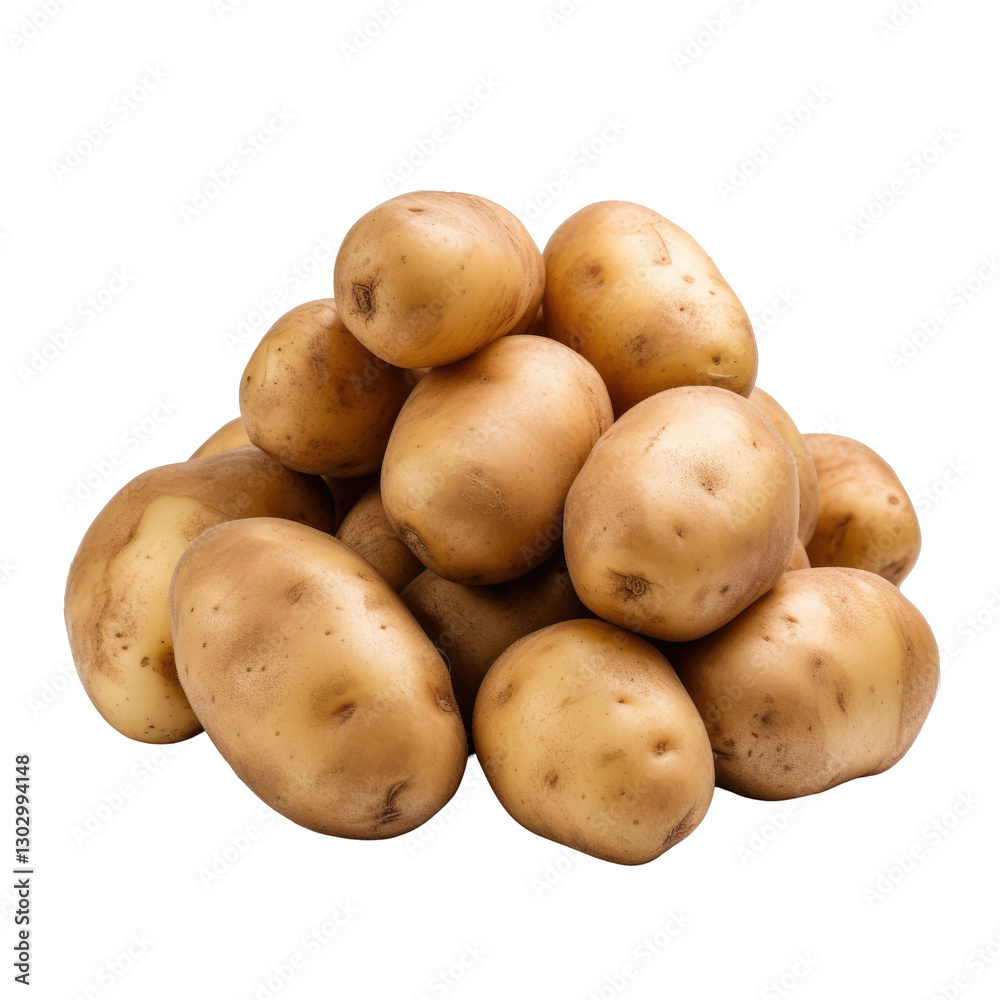 A pile of fresh unpeeled potatoes on transparent background A pile of fresh unpeeled potatoes on transparent background
