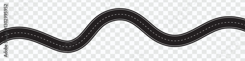 Winding Road Vector | Curved Highway Isolated on Transparent Background