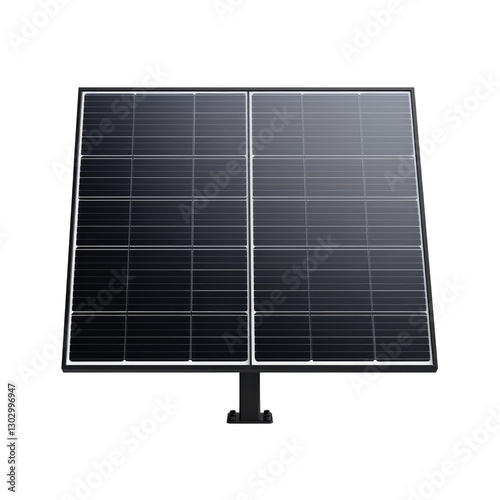 A premium black solar panel on transparent background