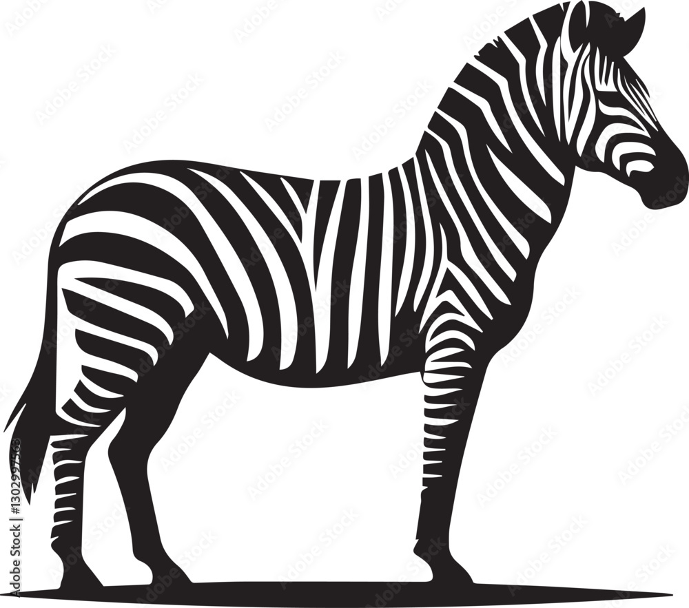 Fototapeta premium black zebra vector illustration, zebra vector, zebra silhouette logo vector, zebra vector black and white background full body