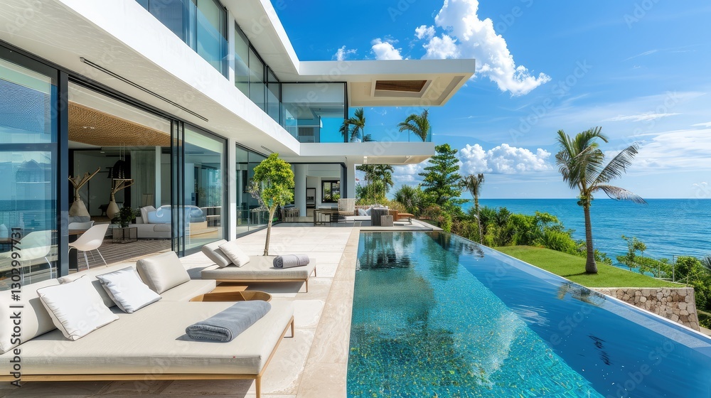 Modern Luxury Villa Overlooking Serene Ocean and Poolside Retreat Modern Luxury Villa Overlooking Serene Ocean and Poolside Retreat