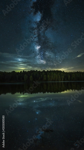 Wallpaper Mural Night sky reflecting on a still lake. Torontodigital.ca