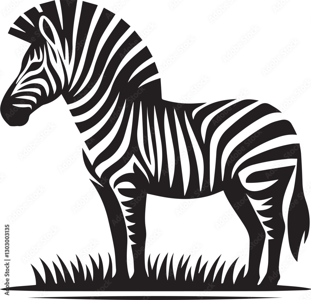 Fototapeta premium black zebra vector illustration, zebra vector, zebra silhouette logo vector, zebra vector black and white background full body