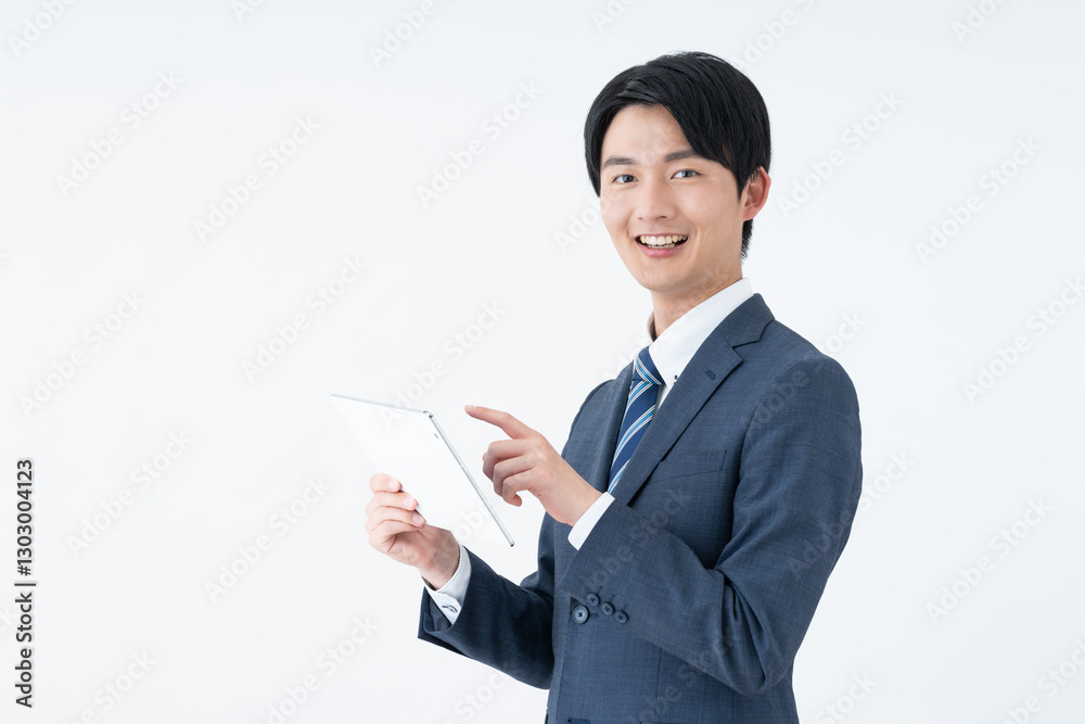 タブレット端末を使う若いビジネスマン タブレット端末を使う若いビジネスマン