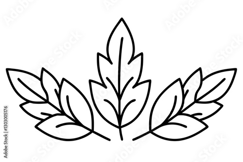 Botanical Herb and Leaf Line Art Illustration for Culinary Design

