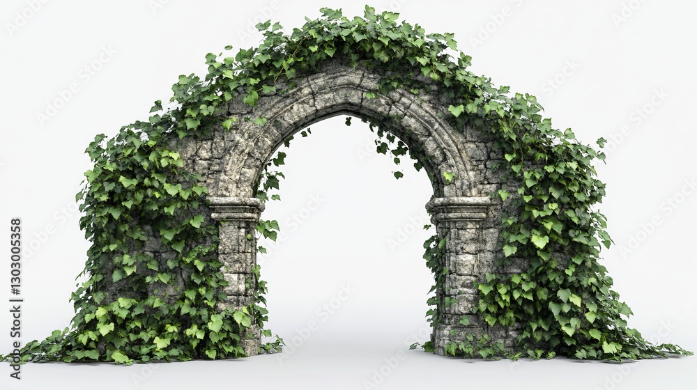 Obraz premium A gracefully curved romantic balcony with a lush green wall, presented as a 3D-rendered Italian architectural concept