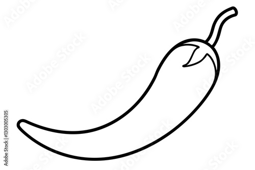"Minimal Chili Pepper Line Art Icon for Spicy Food Designs"

